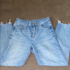American eagle distressed hem mom jeans